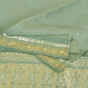 Sanskriti Vintage Mint Sarees Pure Silk Hand Beaded Woven Sari 5yrd Craft Fabric