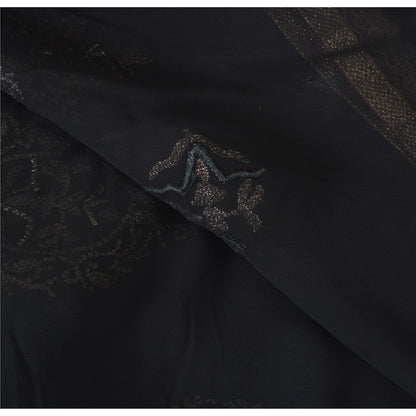 Sanskriti Vintage Black Sarees Pure Georgette Silk Embroidered Sari 5yrd Fabric