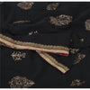 Sanskriti Vintage Black Sarees Pure Georgette Silk Embroidered Sari 5yrd Fabric