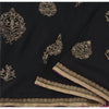 Sanskriti Vintage Black Sarees Pure Georgette Silk Embroidered Sari 5yrd Fabric