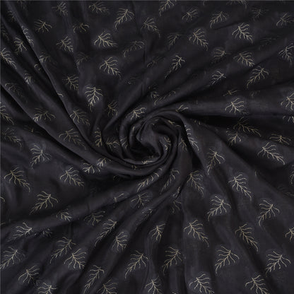 Sanskriti Vintage Black Sarees Pure Silk Hand Woven Premium Sari Craft Fabric