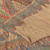 Sanskriti Vintage Beige Sarees Pure Jute Handprinted Woven Fabric Meenakari Sari