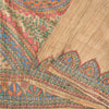 Sanskriti Vintage Beige Sarees Pure Jute Handprinted Woven Fabric Meenakari Sari