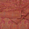 Sanskriti Vintage Pink Sarees Pure Silk Hand Woven Premium Sari 5yd Craft Fabric