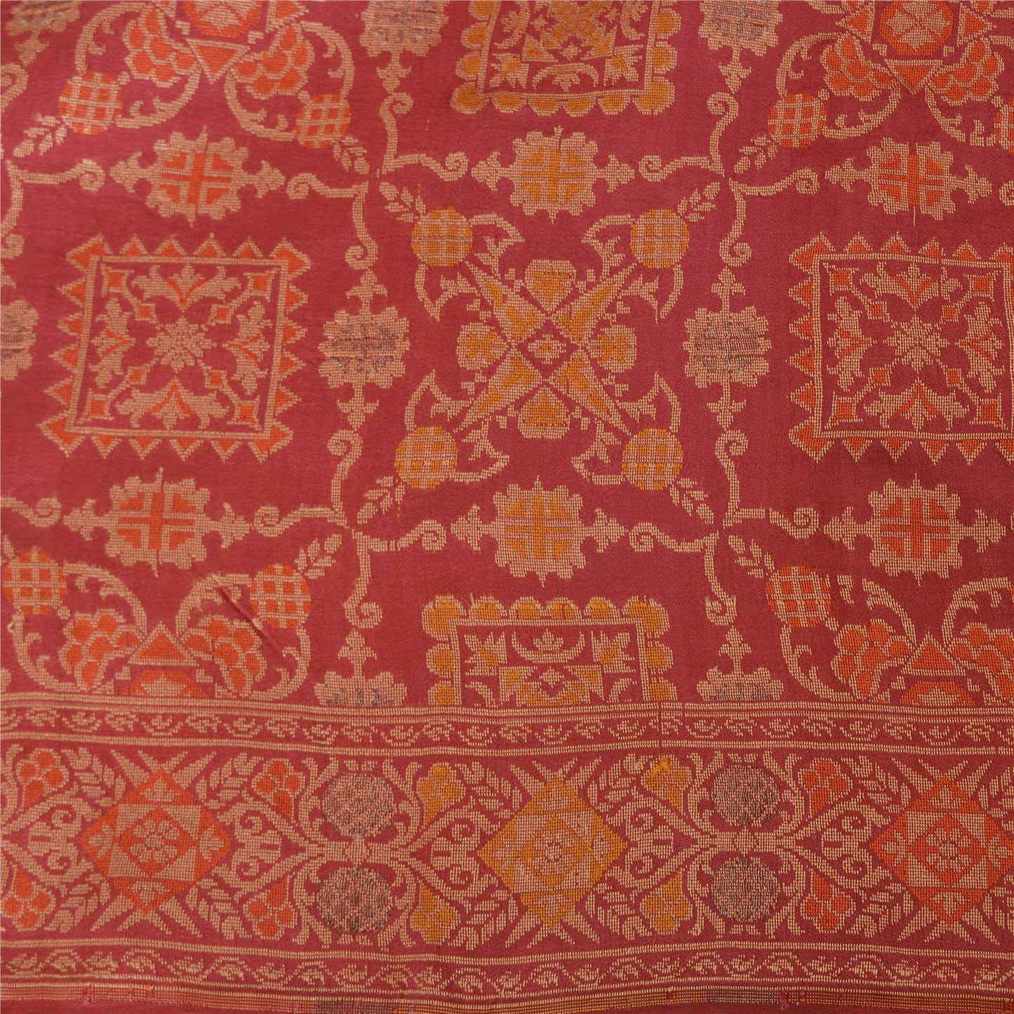 Sanskriti Vintage Pink Sarees Pure Silk Hand Woven Premium Sari 5yd Craft Fabric