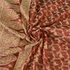 Sanskriti Vintage Red Sarees Organza Hand Beaded Woven Ethnic Sari Craft Fabric