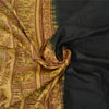 Sanskriti Vintage Black Sarees Pure Silk Baluchari Woven Sari Ethnic 5yrd Fabric