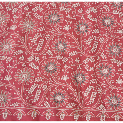 Sanskriti Vintage Pink Sarees Pure Georgette Silk Hand Embroidered Fabric Sari