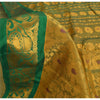 Sanskriti Vintage Yellow Green Sarees Pure Silk Hand Woven Premium Fabric Sari