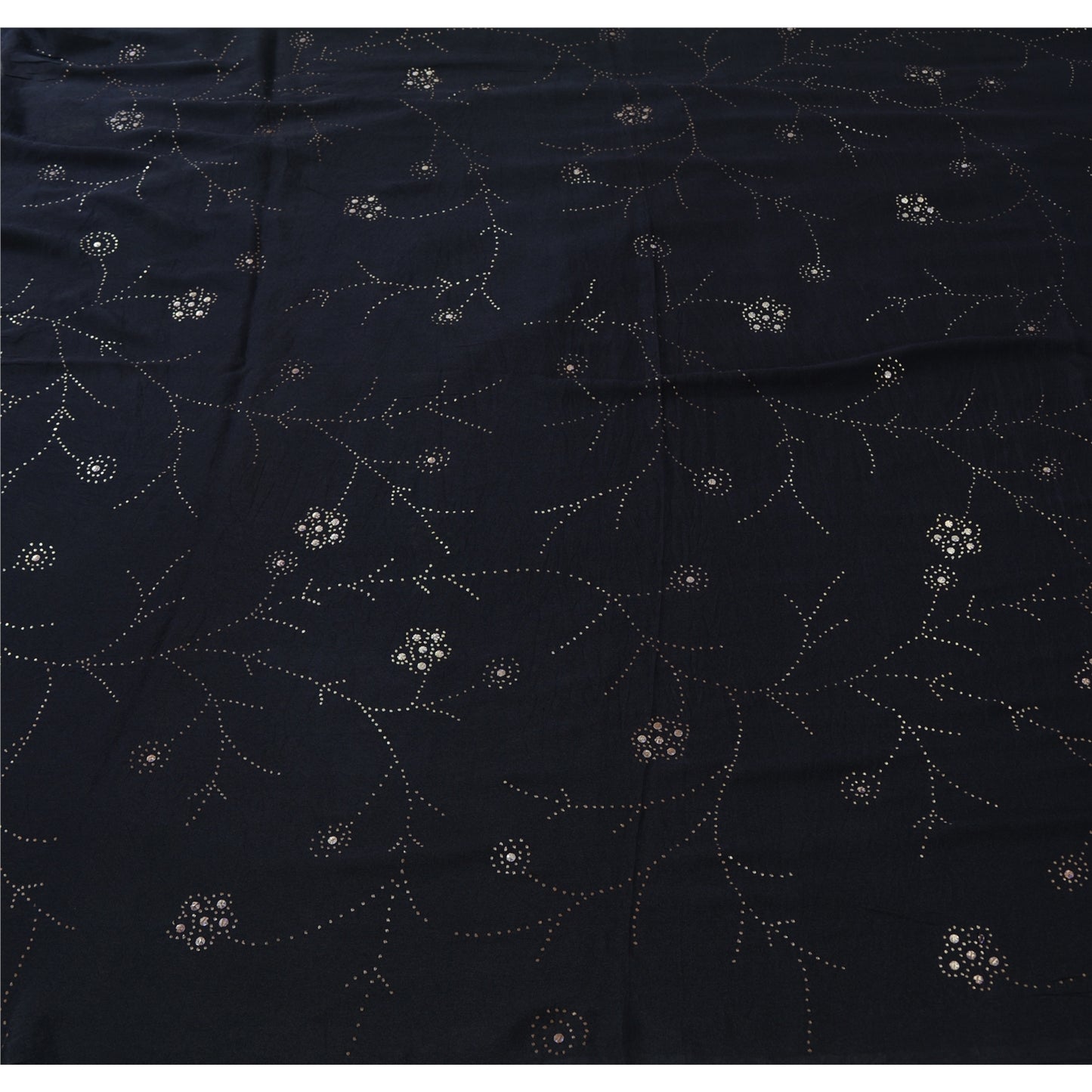 Sanskriti Vintage Black Sarees Pure Crepe Silk Embroidered Sari Premium Fabric