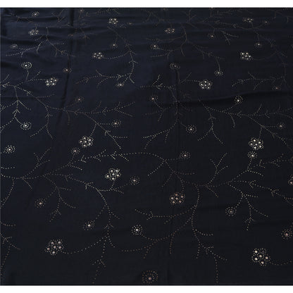 Sanskriti Vintage Black Sarees Pure Crepe Silk Embroidered Sari Premium Fabric