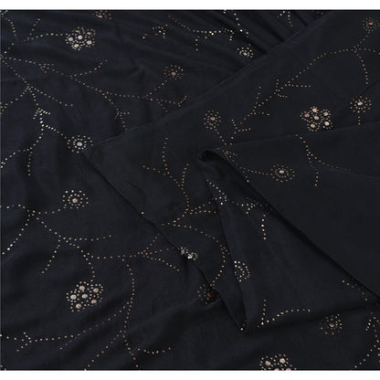 Sanskriti Vintage Black Sarees Pure Crepe Silk Embroidered Sari Premium Fabric