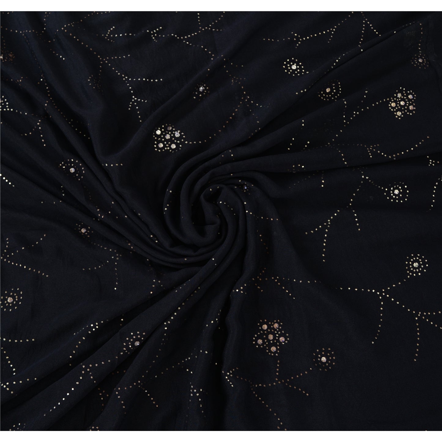 Sanskriti Vintage Black Sarees Pure Crepe Silk Embroidered Sari Premium Fabric