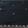 Sanskriti Vintage Black Sarees Pure Silk Hand Beaded Premium Sari Craft Fabric