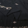 Sanskriti Vintage Black Sarees Pure Silk Hand Beaded Premium Sari Craft Fabric