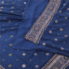 Sanskriti Vintage Blue Sarees Pure Silk Hand Beaded Premium Sari 5ydCraft Fabric