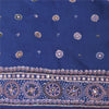 Sanskriti Vintage Blue Sarees Pure Silk Hand Beaded Premium Sari 5ydCraft Fabric