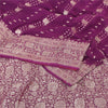 Sanskriti Vintage Purple Sarees Pure Silk Brocade/Banarasi Woven Sari 6yd Fabric