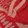 Sanskriti Vintage Red Sarees Pure Georgette Hand Beaded Premium Sari 5yd Fabric