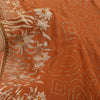 Sanskriti Vintage Rust Sarees Pure Georgette Hand Beaded Premium Sari 5yd Fabric