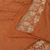 Sanskriti Vintage Rust Sarees Pure Georgette Hand Beaded Premium Sari 5yd Fabric