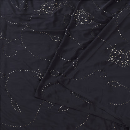 Sanskriti Vintage Indian Black Sarees Art Silk Mukiesh Premium Sari Craft Fabric