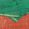 Sanskriti Vintage Red/Green Sarees Pure Silk Woven Premium Sari 5yd Craft Fabric