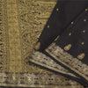 Sanskriti Vintage Indian Black Sarees Pure Silk Woven Ethnic Sari Craft Fabric