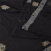 Sanskriti Vintage Indian Black Sarees Net Hand Beaded Premium Sari Craft Fabric