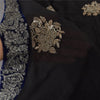 Sanskriti Vintage Indian Black Sarees Net Hand Beaded Premium Sari Craft Fabric