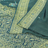 Sanskriti Vintage Green Sarees Pure Silk Hand Beaded Premium Sari Craft Fabric