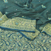 Sanskriti Vintage Green Sarees Pure Silk Hand Beaded Premium Sari Craft Fabric