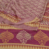 Sanskriti Vintage Purple Sarees Moss Crepe Floral Printed Craft Fabric Sari