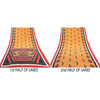 Sanskriti Vintage Neon Orange Sarees Moss Crepe Printed Sari 5yd Craft Fabric