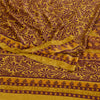 Sanskriti Vintage Sarees Mustard Green Printed Moss Crepe Sari 5yd Craft Fabric