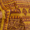 Sanskriti Vintage Sarees Mustard Green Printed Moss Crepe Sari 5yd Craft Fabric