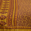 Sanskriti Vintage Sarees Mustard Green Printed Moss Crepe Sari 5yd Craft Fabric