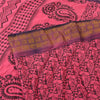 Sanskriti Vintage Sarees Pink/Black Block Print Zari Work PureCotton Sari Fabric