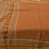 Sanskriti Vintage Sarees Brown Zari Border Pure Cotton Printed Sari Craft Fabric