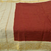 Sanskriti Vintage Sarees Red/Cream Zari Woven Pure Cotton Sari 5yd Craft Fabric