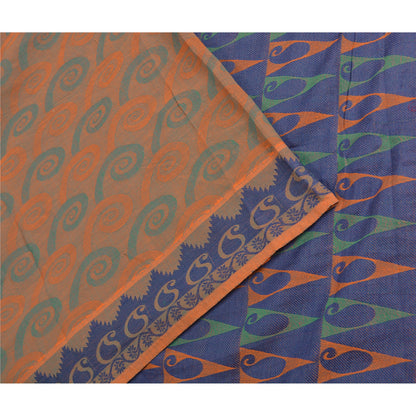 Sanskriti Vintage Sarees Indian Peach Pure Cotton Woven Sari Soft Craft Fabric