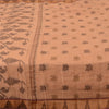 Sanskriti Vintage Sarees Peach Jamdani Hand Woven Pure Cotton Sari Craft Fabric