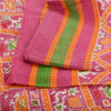 Sanskriti Vintage Sarees Pink Patan Patola Printed Pure Cotton Sari Craft Fabric