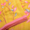 Sanskriti Vintage Sarees Indian Yellow Pure Cotton Printed Sari 5yd Craft Fabric