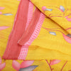 Sanskriti Vintage Sarees Indian Yellow Pure Cotton Printed Sari 5yd Craft Fabric