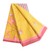 Sanskriti Vintage Sarees Indian Yellow Pure Cotton Printed Sari 5yd Craft Fabric