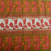 Sanskriti Vintage Sarees Ivory 100% Pure Cotton Printed Sari 5yd Craft Fabric