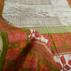 Sanskriti Vintage Sarees Ivory 100% Pure Cotton Printed Sari 5yd Craft Fabric