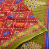 Sanskriti Vintage Sarees Indian Red Pure Cotton Printed Sari 5yd Craft Fabric