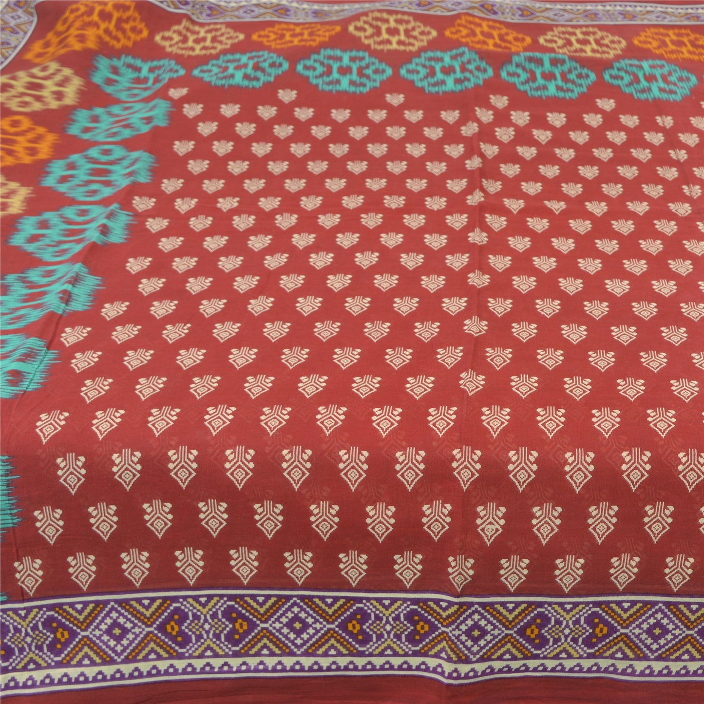 Sanskriti Vintage Sarees Red Indian Pure Cotton Printed Sari Soft Craft Fabric